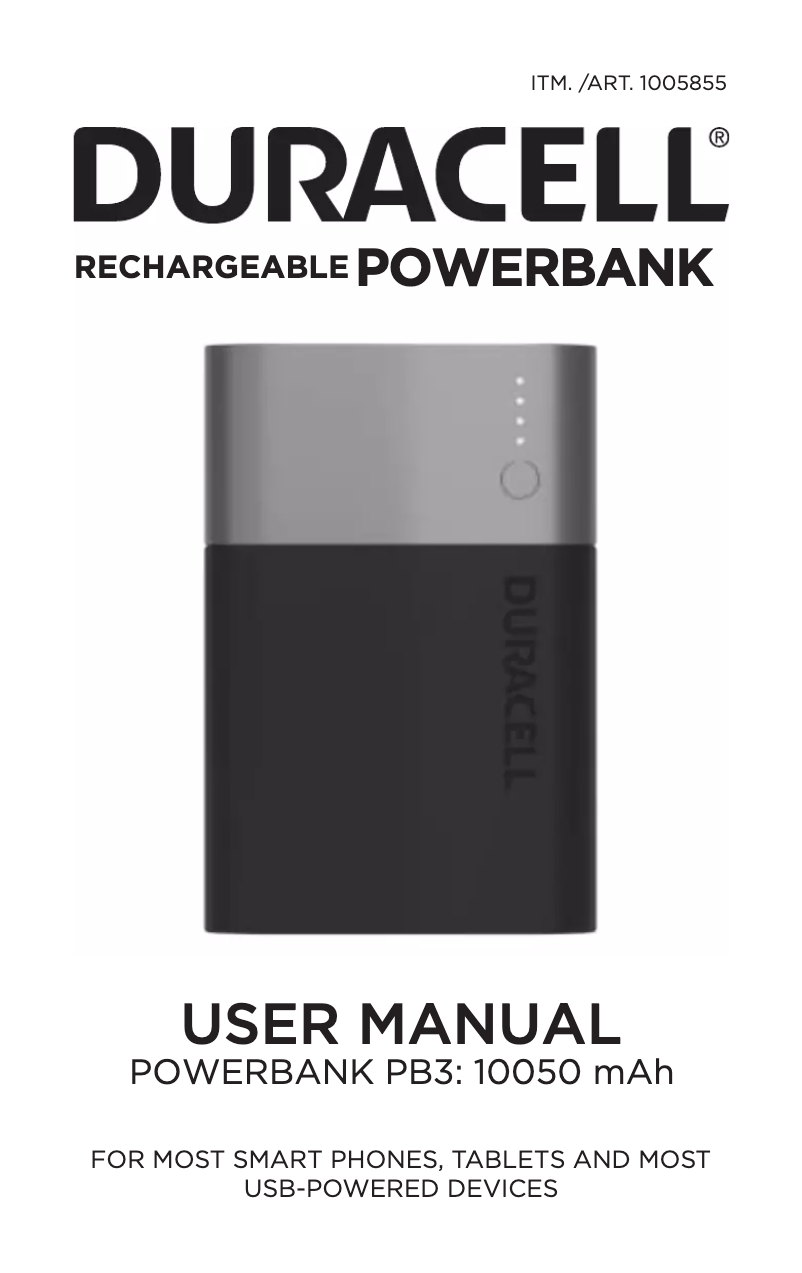 Page 1 de la notice Manuel utilisateur Duracell PB3