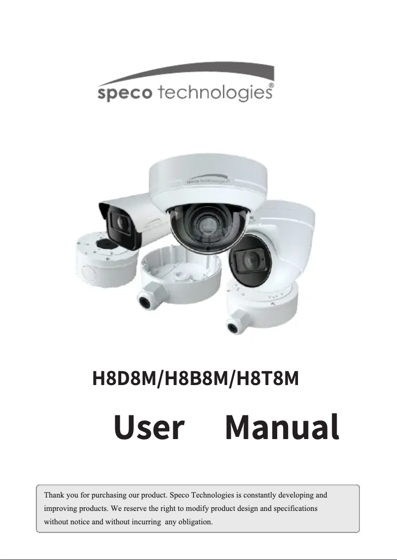 Page 1 de la notice Manuel utilisateur Speco Technologies H8D8M