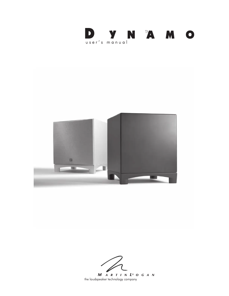 Page n°1 - Manuel utilisateur Martin Logan Dynamo