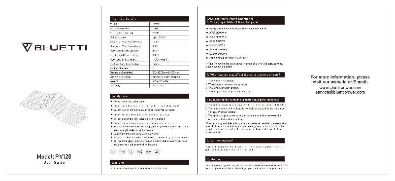 Image de la première page du manuel de l'appareil PV120S