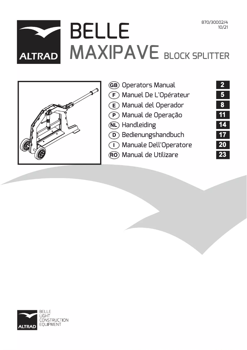 Page n°1 - Manuel utilisateur Altrad BELLE Maxipave