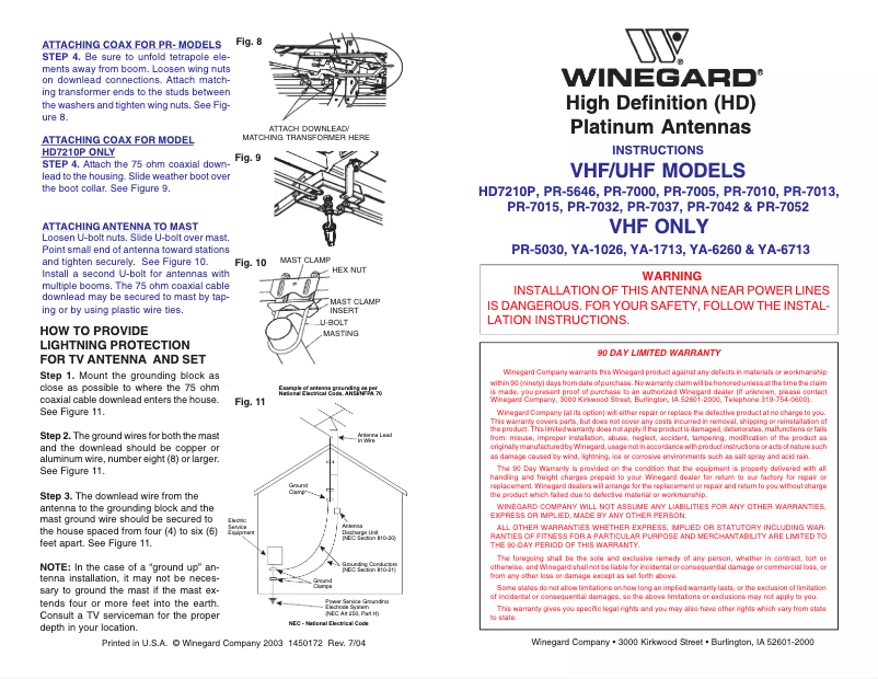 Page 1 de la notice Manuel utilisateur Winegard Prostar PR-5646