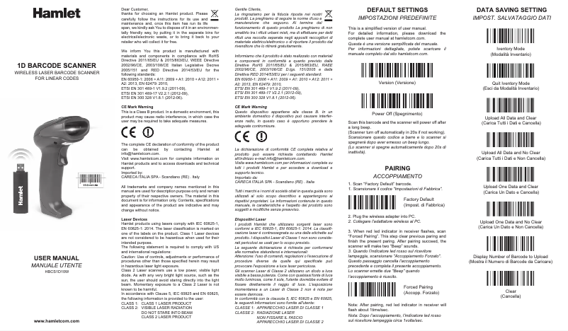 Image de la première page du manuel de l'appareil HBCS1D10W