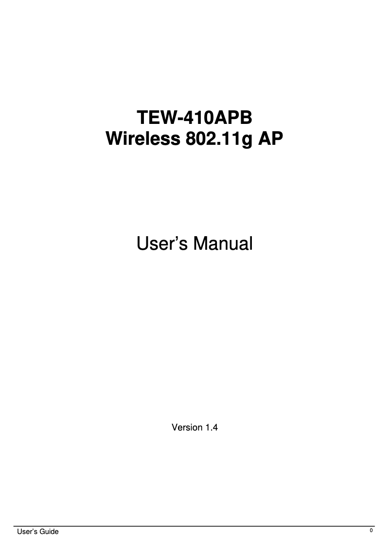 Image de la première page du manuel de l'appareil TEW-410APB