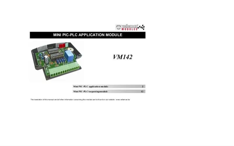 Page n°1 - Manuel utilisateur Velleman VM142