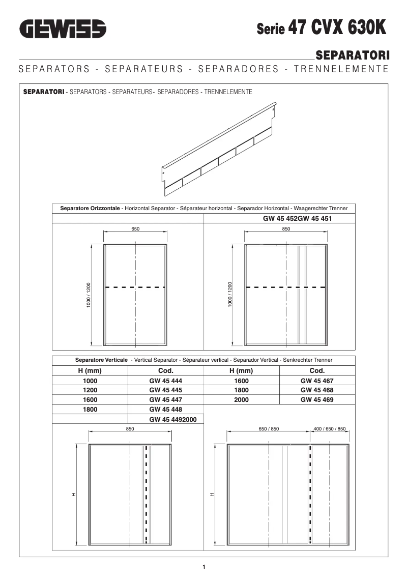 Page 1 de la notice Manuel utilisateur Gewiss GW45445