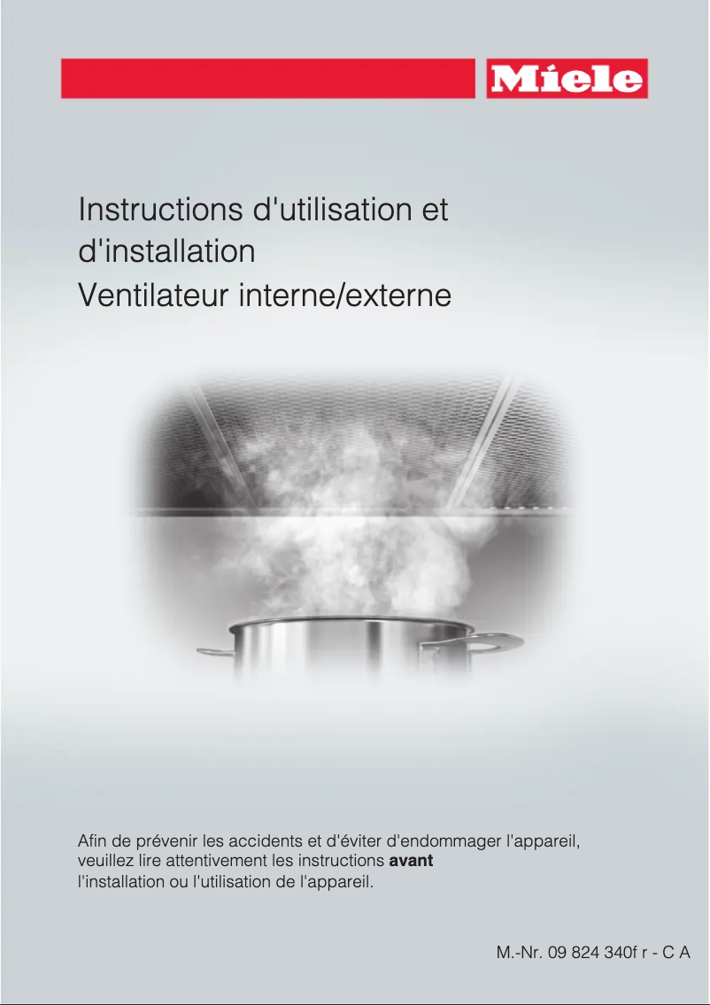 Page 1 de la notice Manuel utilisateur Miele DRIB XXL