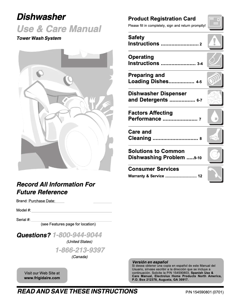 Page 1 de la notice Manuel d'utilisation et d'entretien Frigidaire FBD2400K