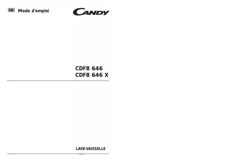 Page n°1 - Manuel utilisateur Candy CDF8 646X-47