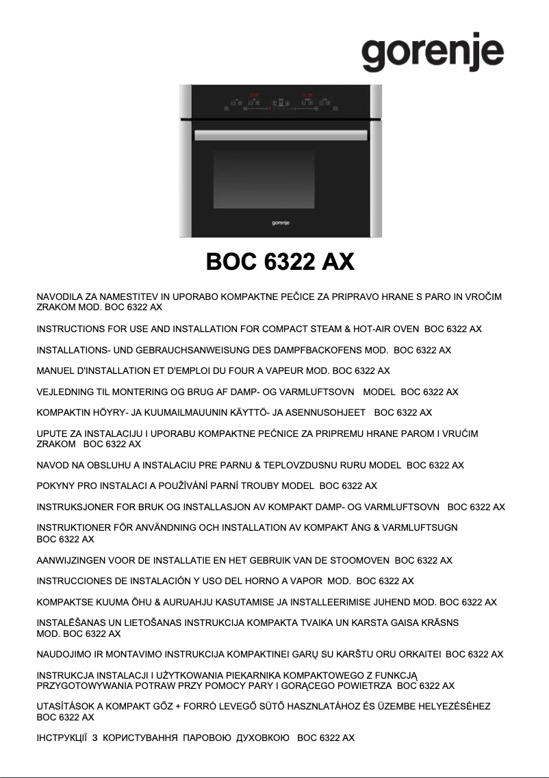 Page n°1 - Manuel utilisateur Gorenje BOC 6322 AX