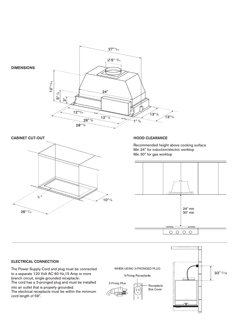 Page n°1 - Instructions / montage Bertazzoni KIN30XT