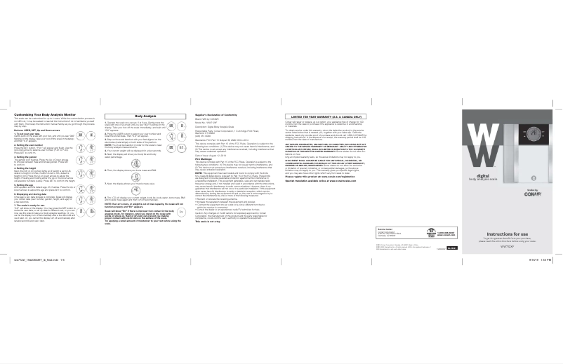 Page 1 de la notice Manuel utilisateur Conair WW712XF