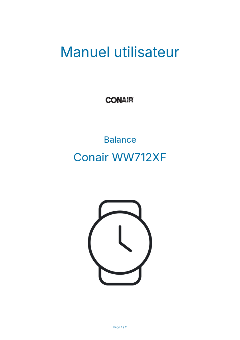 Image de la première page du manuel de l'appareil WW712XF