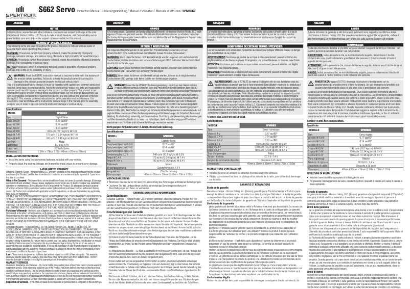 Page n°1 - Manuel utilisateur Spektrum S662