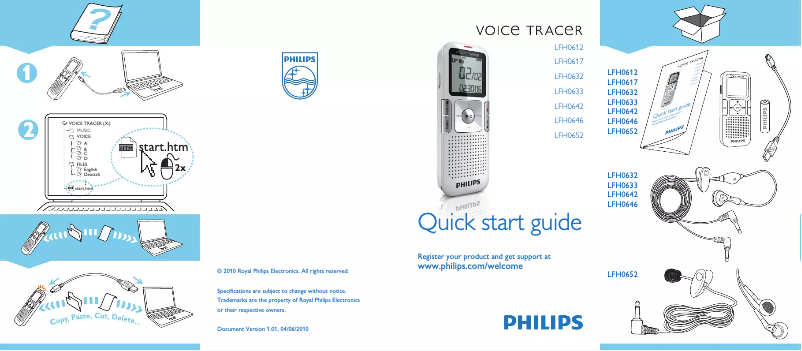 Page 1 de la notice Manuel utilisateur Philips Voice Tracer LFH0612