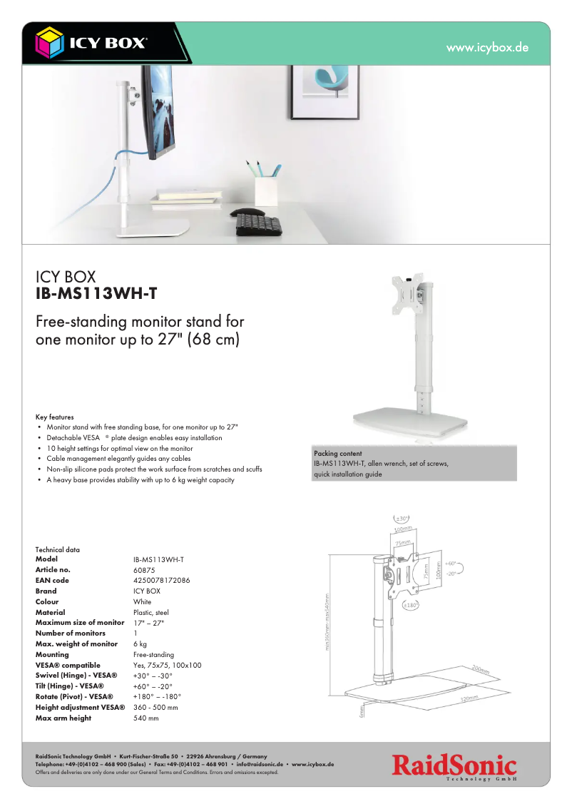 Page n°1 - Manuel utilisateur Icy Box IB-MS113WH-T
