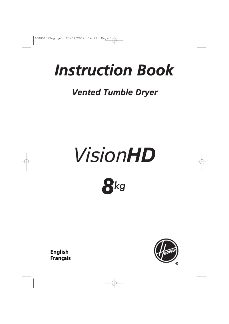 Page 1 de la notice Manuel utilisateur Hoover VHV 380X-47