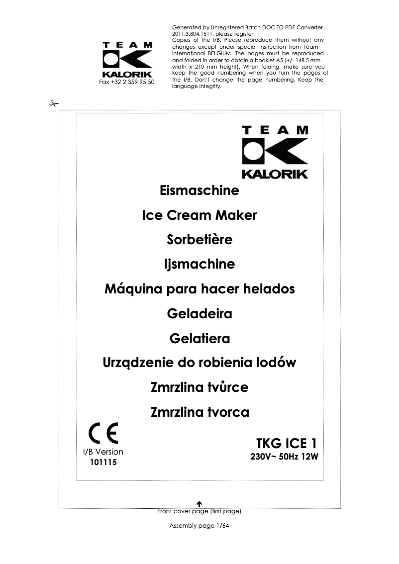 Página 1 del manual Manual de usuario Kalorik TKG ICE 1