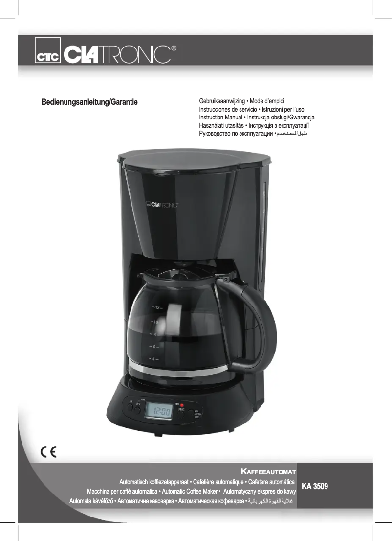 Page 1 de la notice Manuel utilisateur Clatronic KA 3509