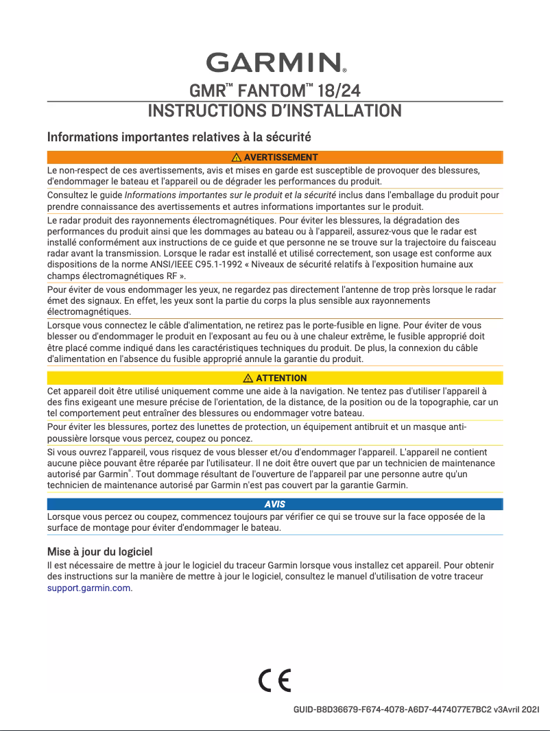 Page 1 de la notice Guide d'installation Garmin GMR Fantom 24