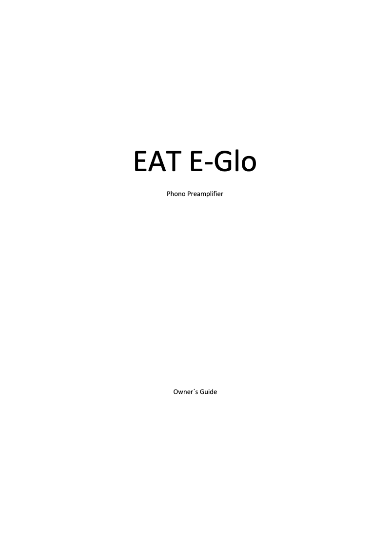 Page n°1 - Manuel utilisateur EAT E-Glo