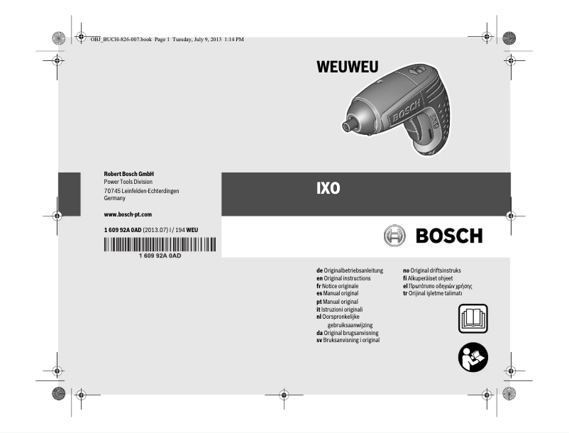 Page 1 de la notice Manuel utilisateur Bosch IXO 4 Upgrade Full