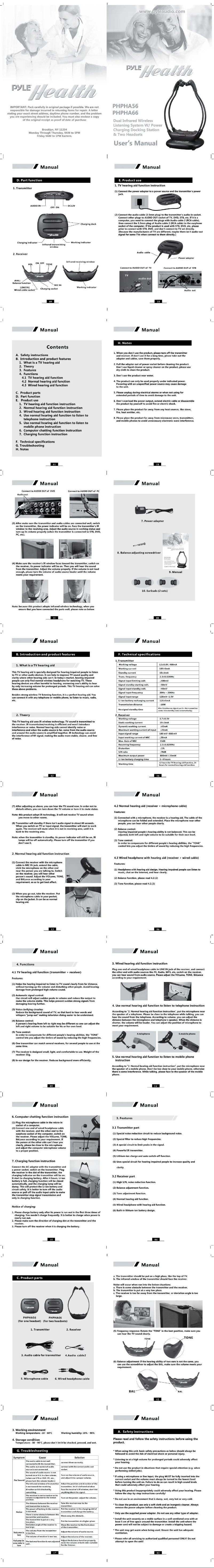 Page 1 de la notice Manuel utilisateur Pyle Health PHPHA66