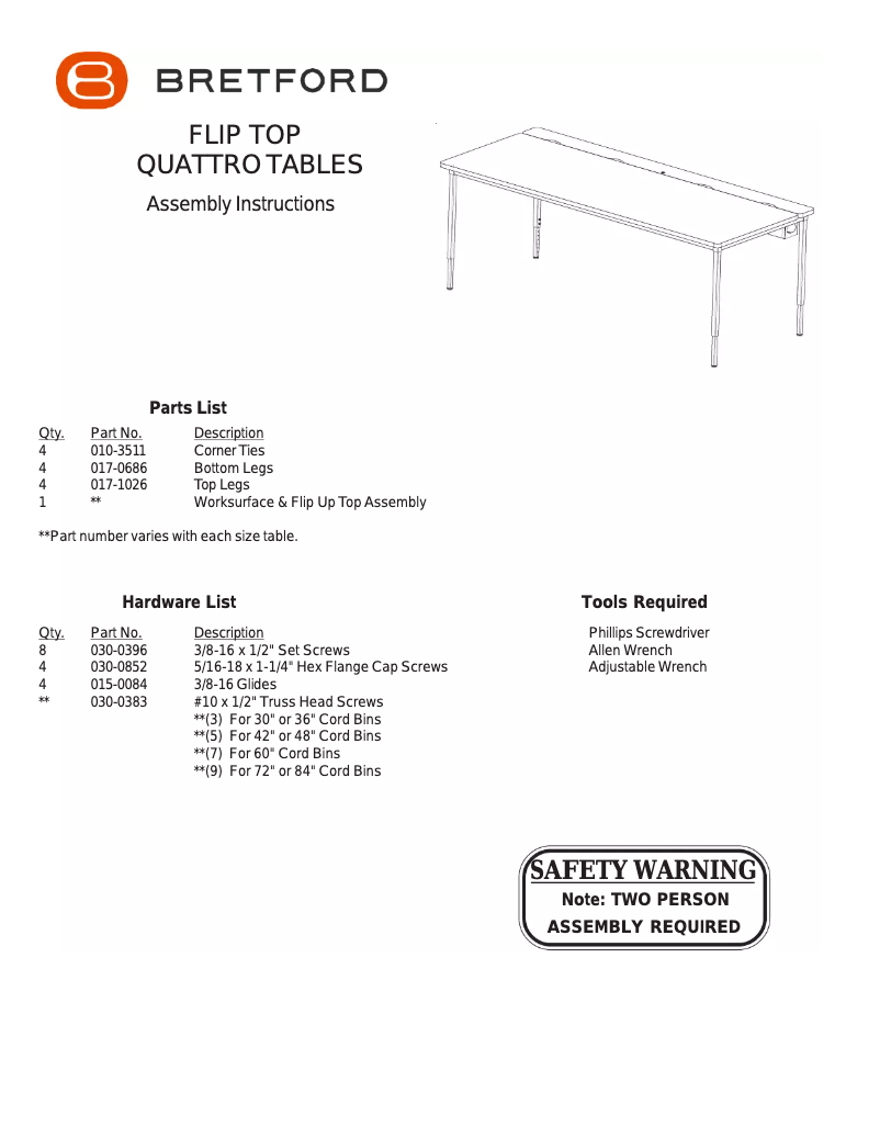 Page n°1 - Manuel utilisateur Bretford Quattro Voltea QFT3660-GMQ