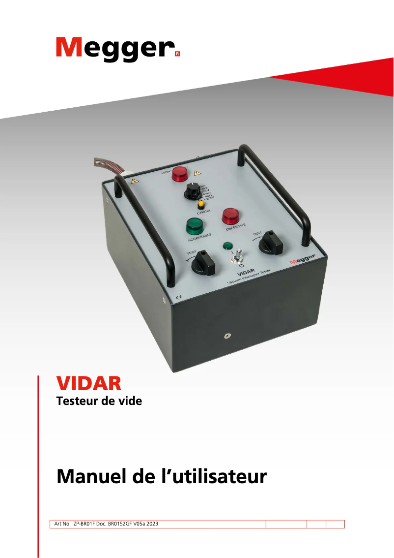 Page 1 de la notice Manuel utilisateur Megger VIDAR