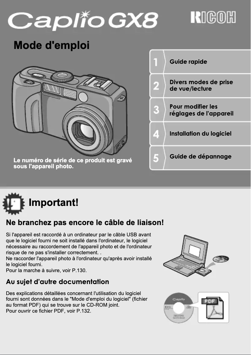 Page 1 de la notice Manuel utilisateur Ricoh Caplio GX8