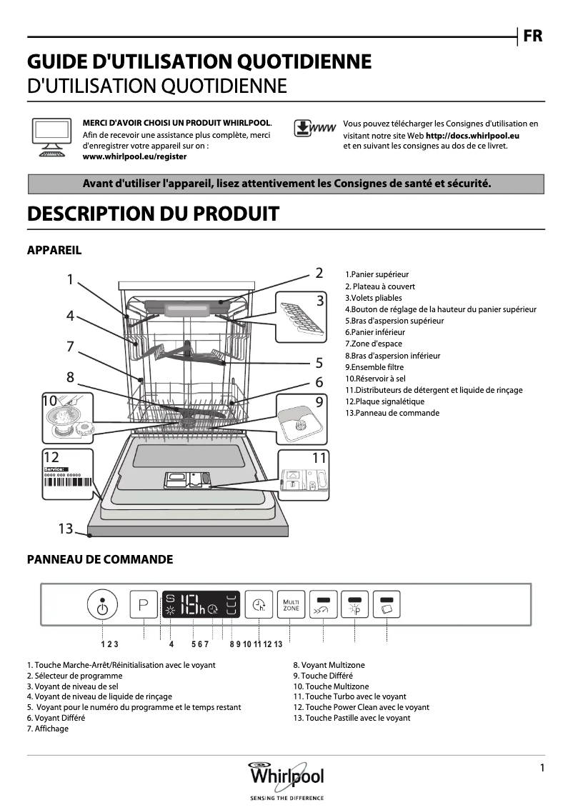 Page n°1 - Manuel utilisateur Whirlpool WRIC 3C26 PF