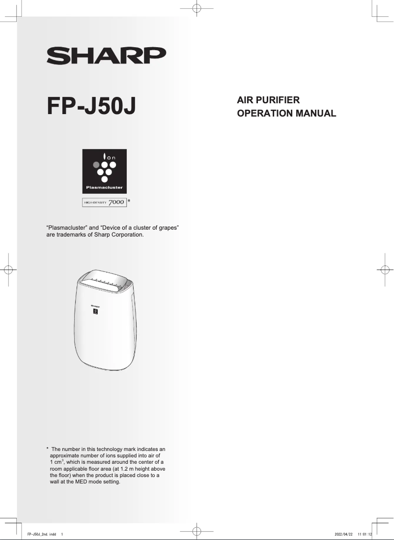 Page n°1 - Manuel utilisateur Sharp FP-J50J