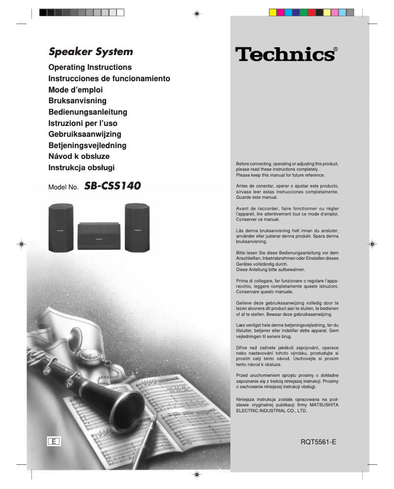 Page 1 de la notice Manuel utilisateur Technics SB-CSS140