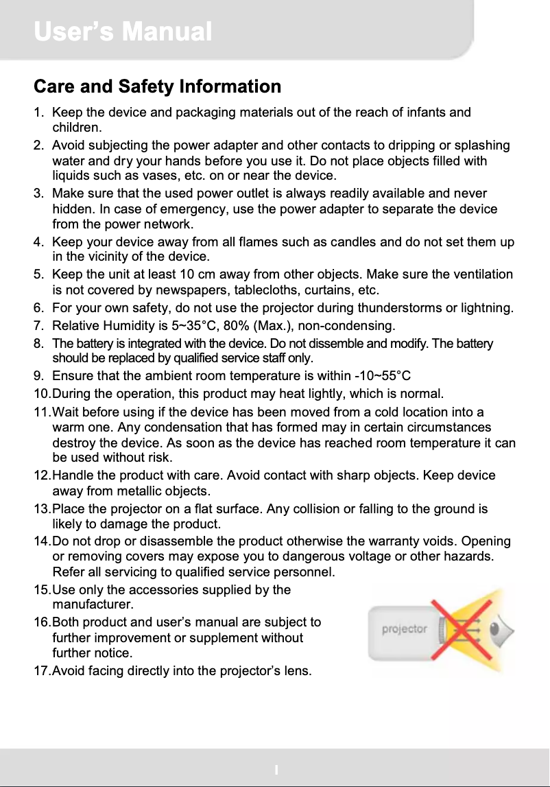 Page 1 de la notice Manuel utilisateur Aiptek MobileCinema Q20