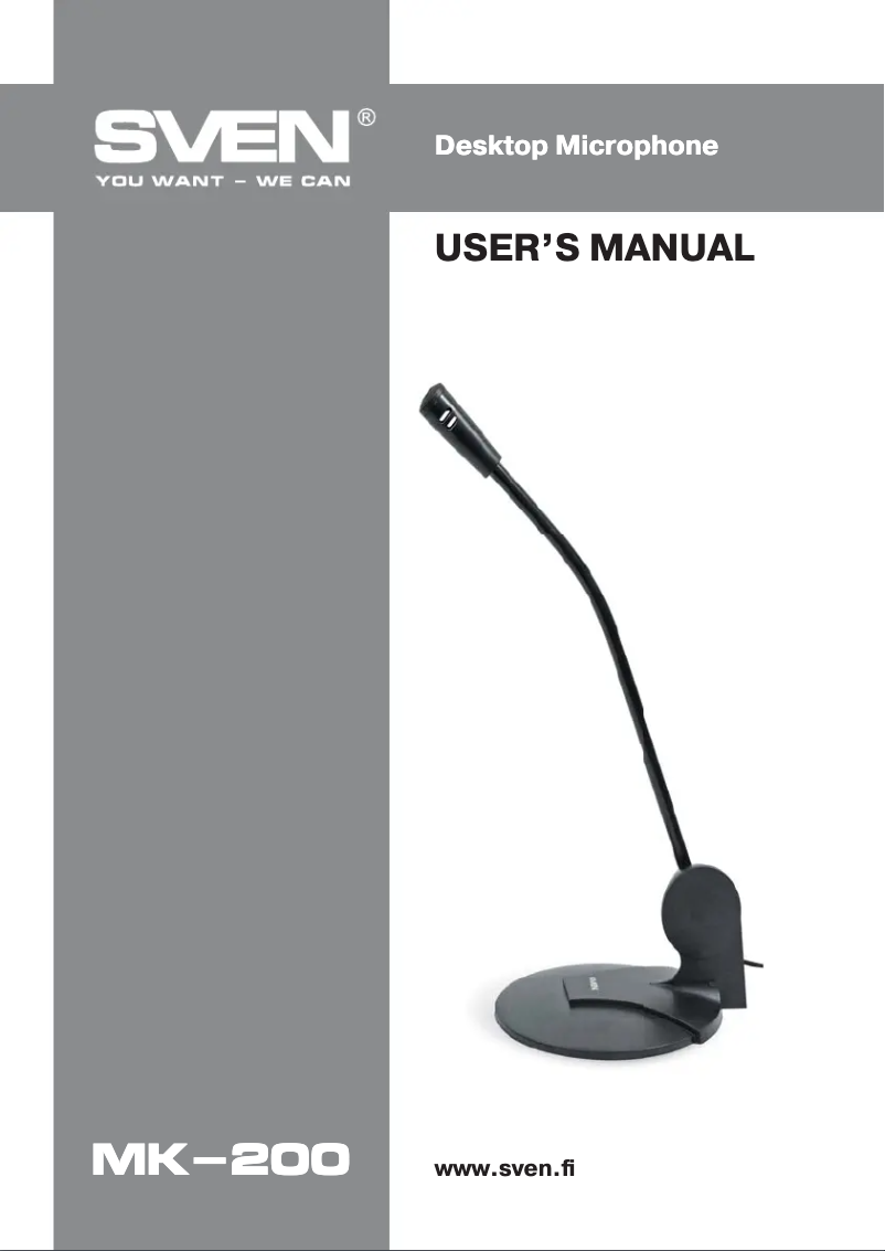 Page 1 de la notice Manuel utilisateur Sven MK-200