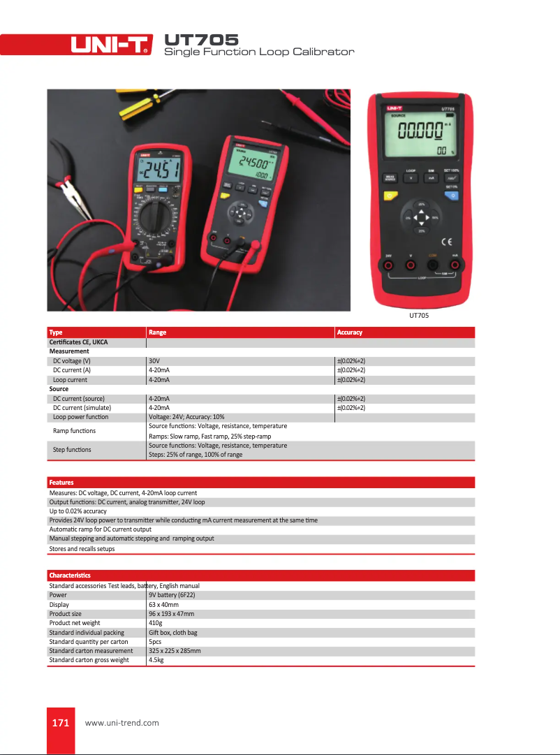 Image de la première page du manuel de l'appareil UT705
