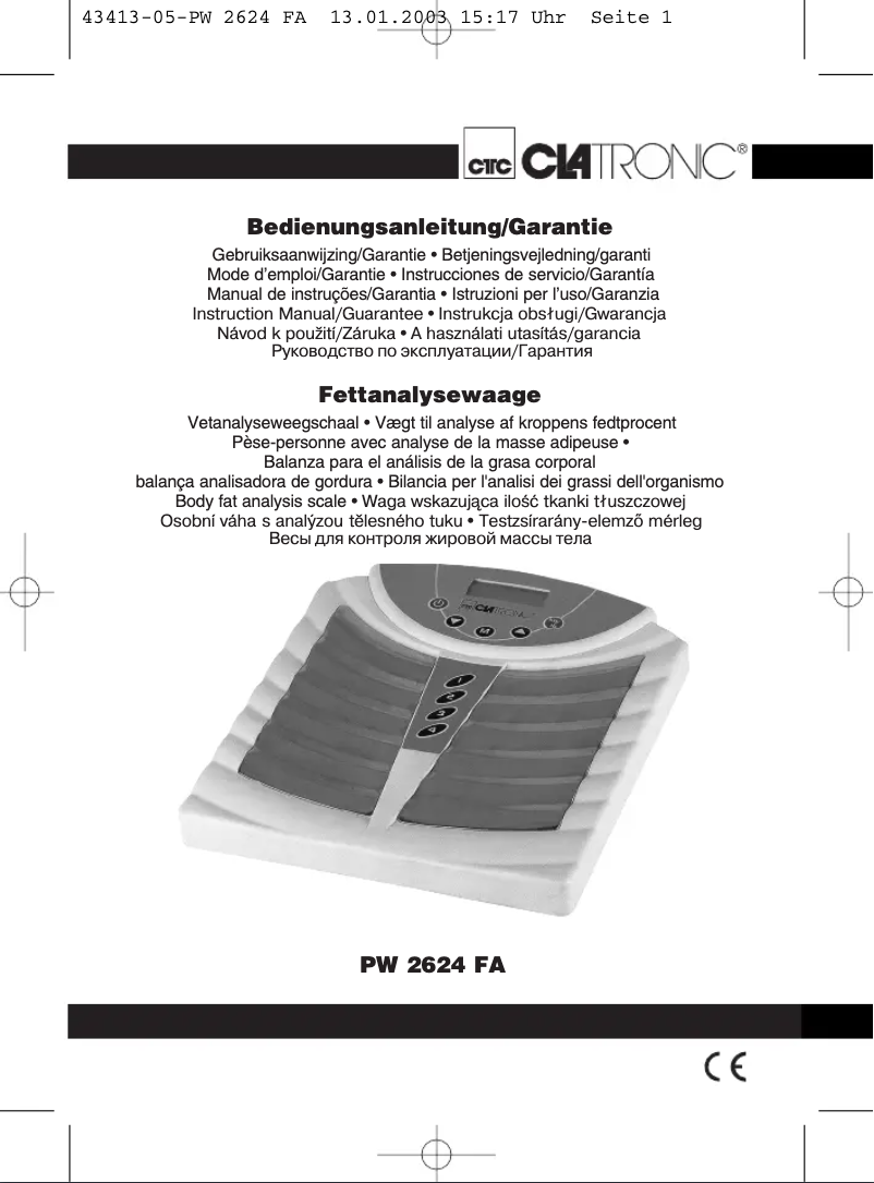 Página 1 del manual Manual de usuario Clatronic PW 2624 FA