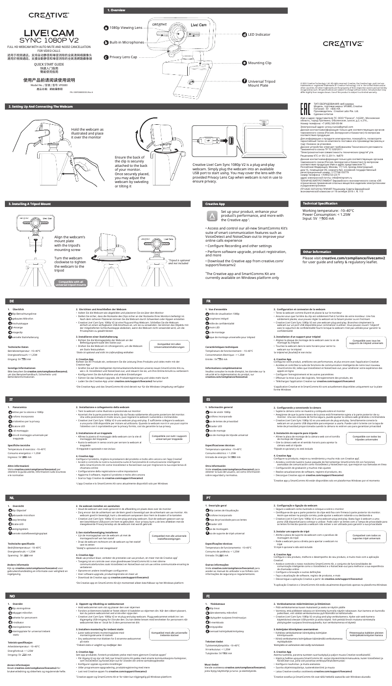 Image de la première page du manuel de l'appareil Live! Cam Sync 1080p V2