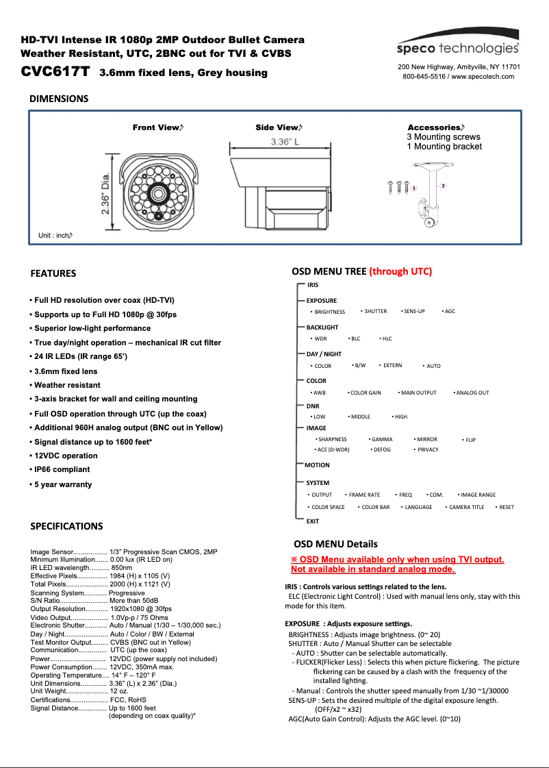 Image de la première page du manuel de l'appareil CVC617T