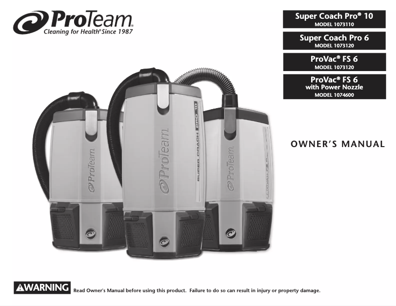 Page 1 de la notice Manuel utilisateur ProTeam Super Coach Pro 6 107497