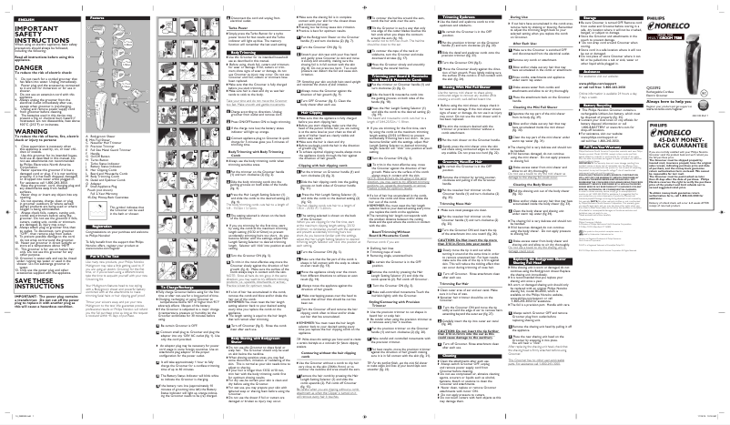 Page 1 de la notice Manuel utilisateur Philips Norelco Multigroom 7500 QG3392