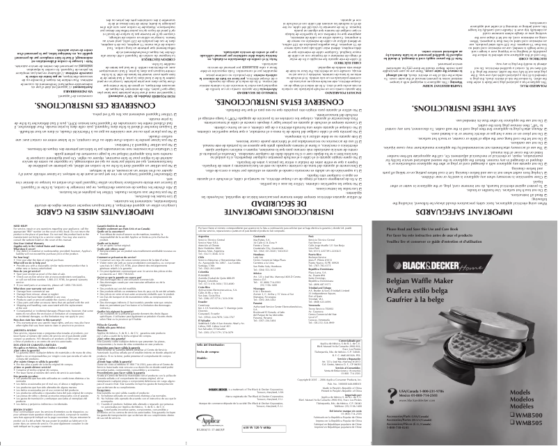 Image de la première page du manuel de l'appareil WMB505