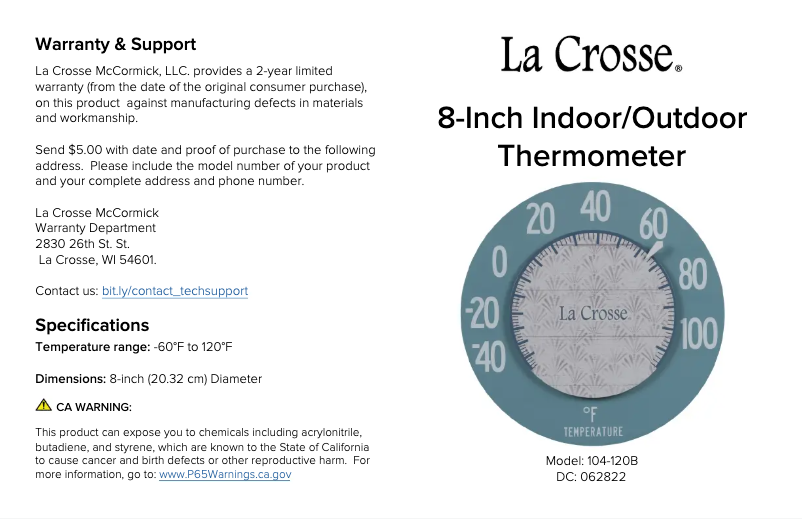 Image de la première page du manuel de l'appareil 104-120B