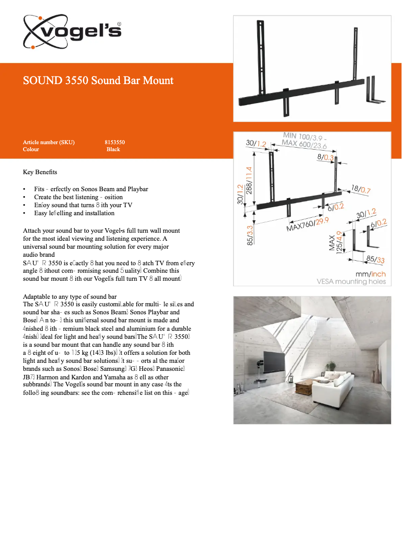 Página 1 del manual Ficha técnica Vogel's SOUND 3550