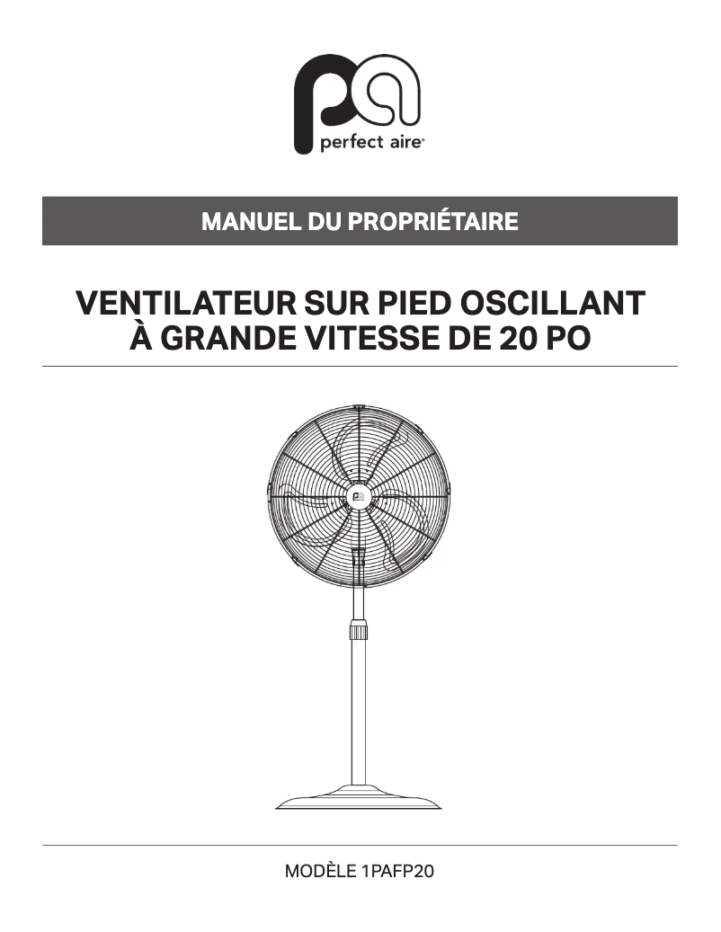 Page 1 de la notice Manuel utilisateur Perfect Aire 1PAFP20