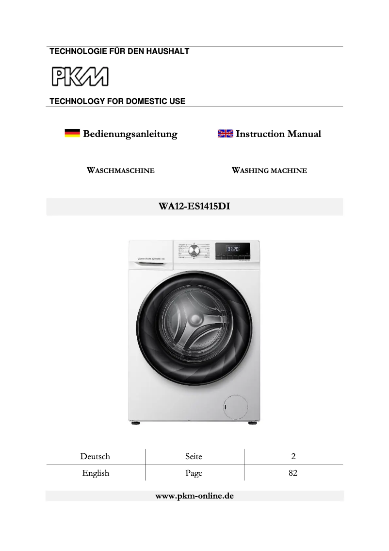 Image de la première page du manuel de l'appareil WA12-ES1415DI