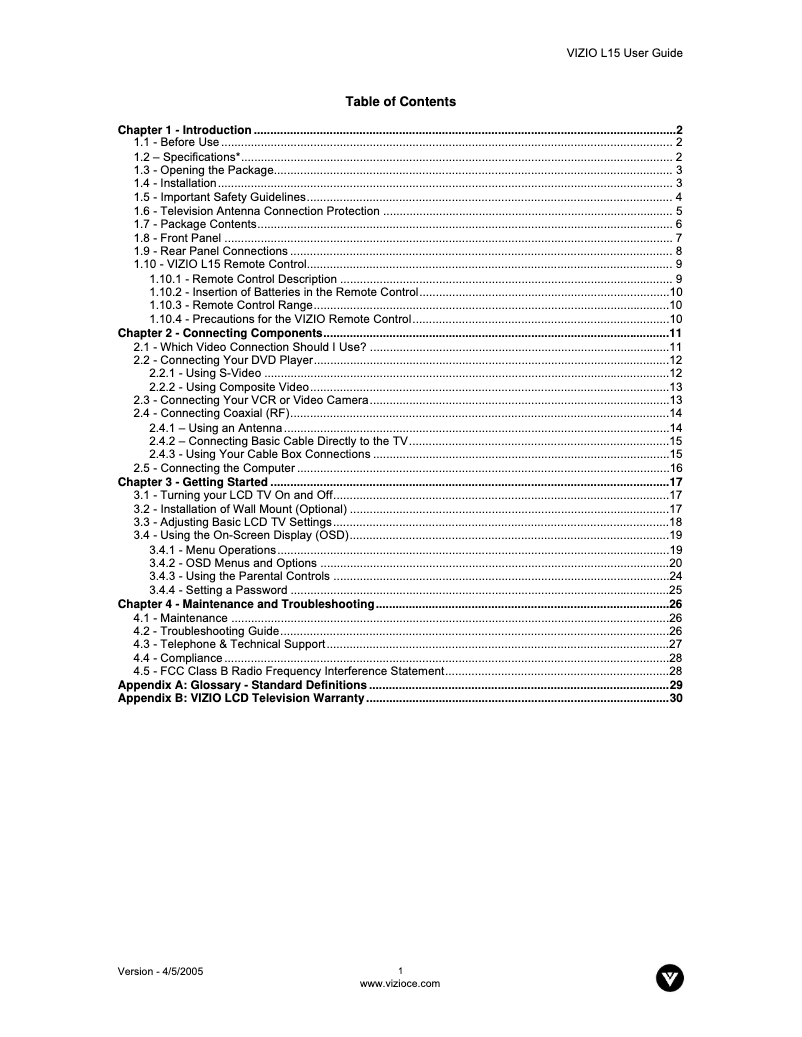 Image de la première page du manuel de l'appareil L15