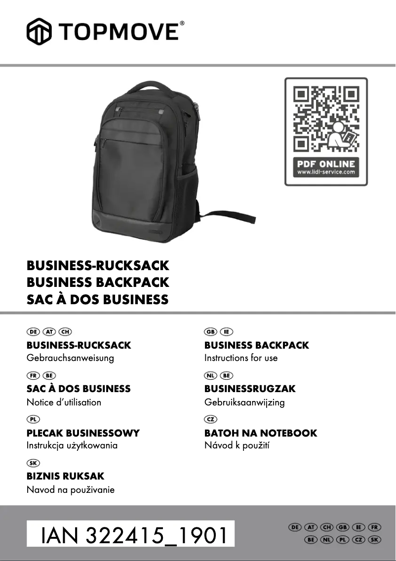 Page 1 de la notice Manuel utilisateur Topmove IAN 324119