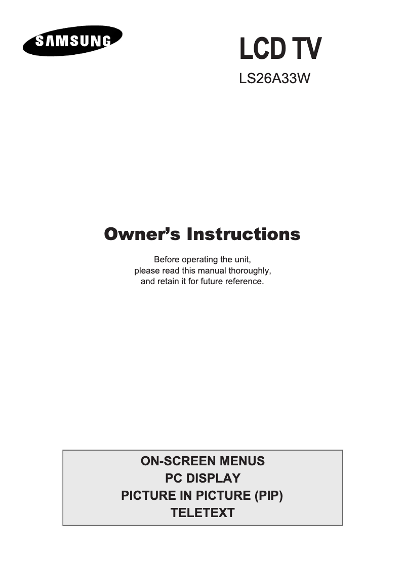 Page 1 de la notice Manuel utilisateur Samsung LS26A33W