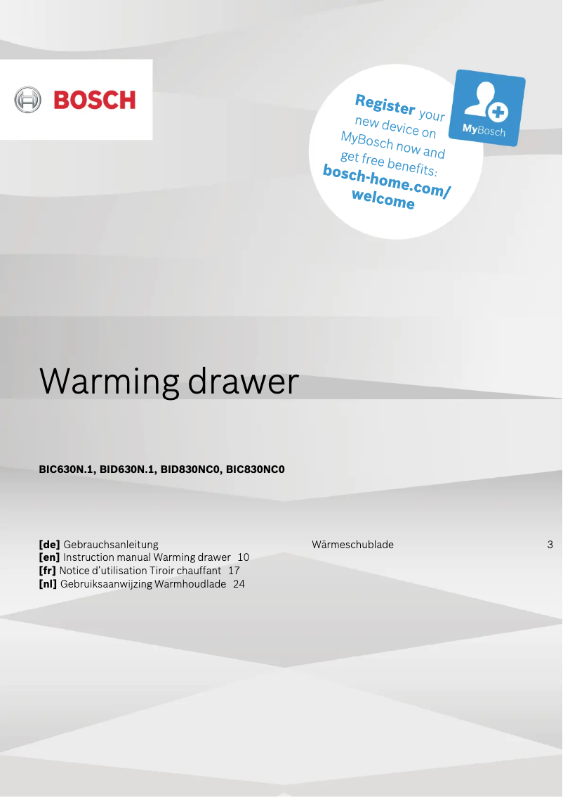 Page n°1 - Manuel utilisateur Bosch BIC830NC0